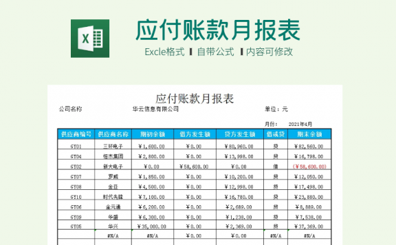 长期借款明细表Excel模板下载