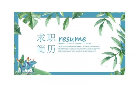 绿色树叶求职简历模板ppt模板