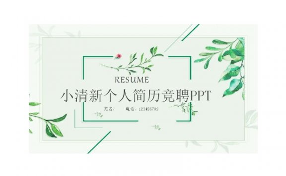 小清新个人简历竞聘PPT模板