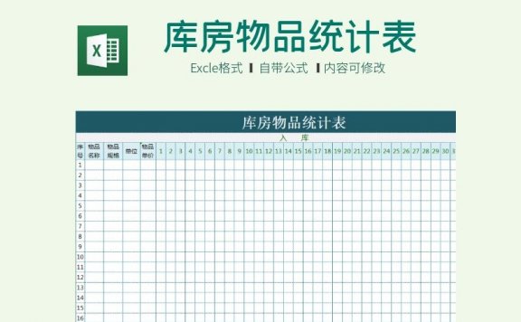 2021企业库房物品统计表Excle模板