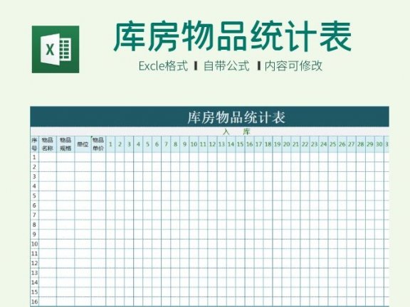 2021企业库房物品统计表Excle模板